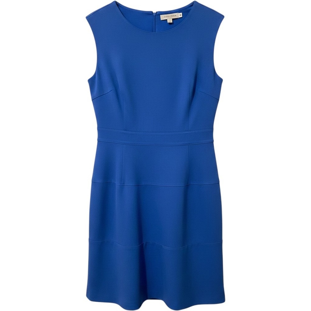 Anne Klein Womens Royal Blue Tiered Ponte Knit Sleeveless Sheath Dress Size 12